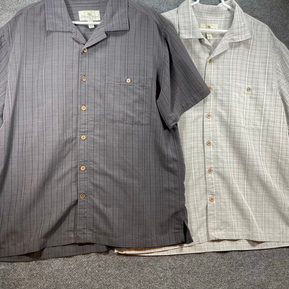 Island Shores Button Up Shirt Lot Of 2 Men's XL Gray Cork Button Casual Beach - Picture 3 of 10